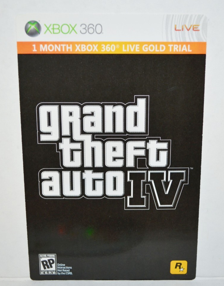 Insert Free 1 Month XBOX 360 Grand Theft Auto IV 4 GOLD LIVE TRIAL CARD