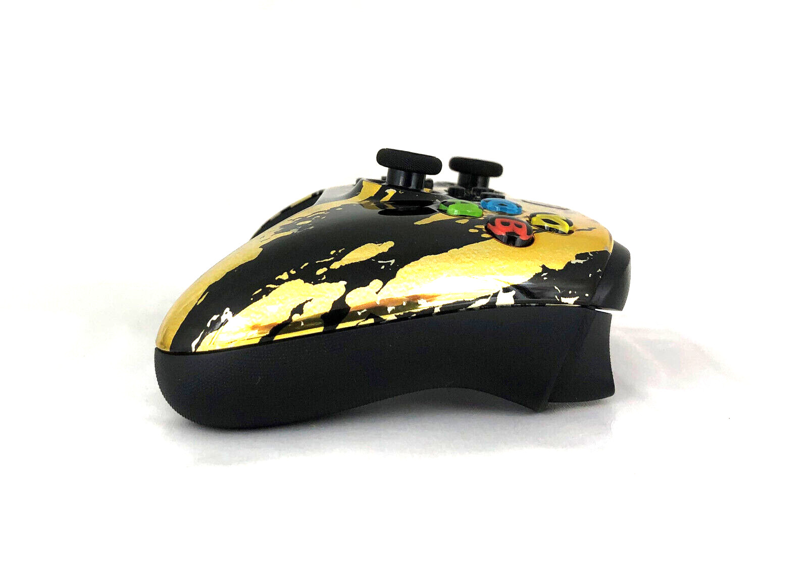 Custom Microsoft Xbox Series X / Controller – Glossy Chrome Gold Black Splatters