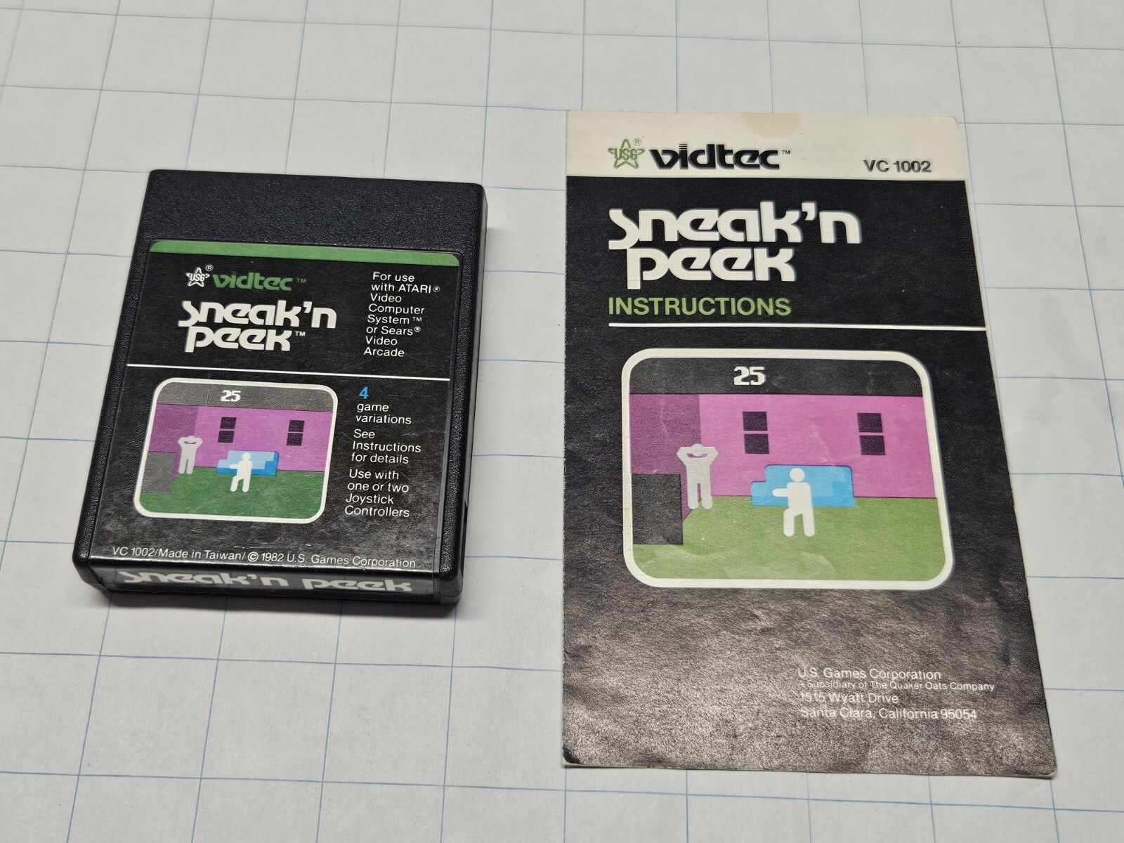 Sneak’n Peek game cartridge for Atari 2600 NTSC USED tested 1982 Vidtec