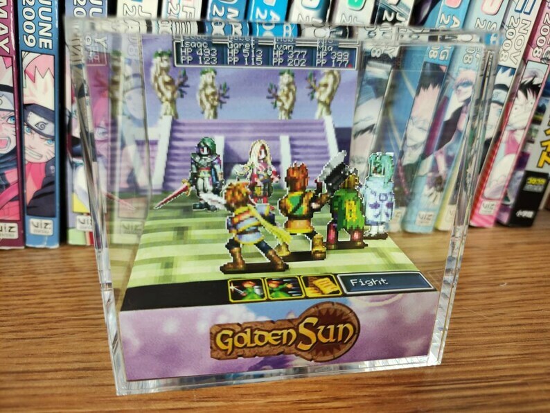 Golden Sun Saturos Menardi Handmade Diorama – Gameboy Gaming Cube – Fanart