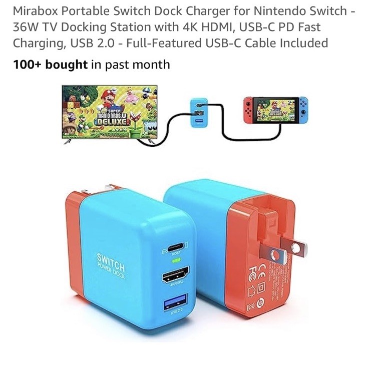 3 in 1 Switch Steam Dock Charger Adapter TV 4K HDMI for Android CellphoneTablet