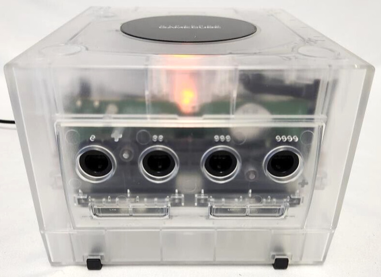 Nintendo GameCube Translucent CLEAR Gaming Console DOL-001 Controller Bundle