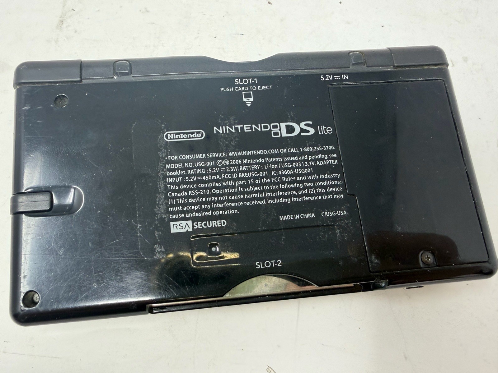 Nintendo DS Lite Onyx Black USG-001 With Charger Tested Working