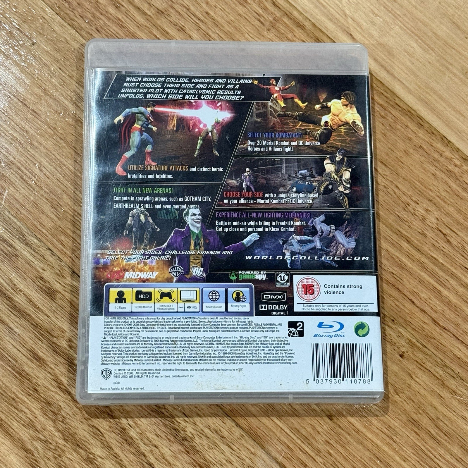 MORTAL KOMBAT VS DC UNIVERSE Sony PLAYSTATION 3 PS3 GAME INCLUDES MANUAL Batman