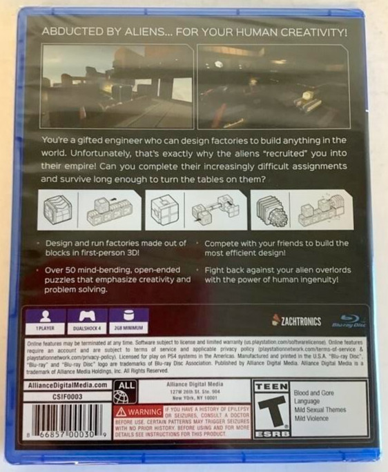 NEW SEALED PS4 Infinifactory Playstation 4 Video Game Alliance Block-Base Puzzle