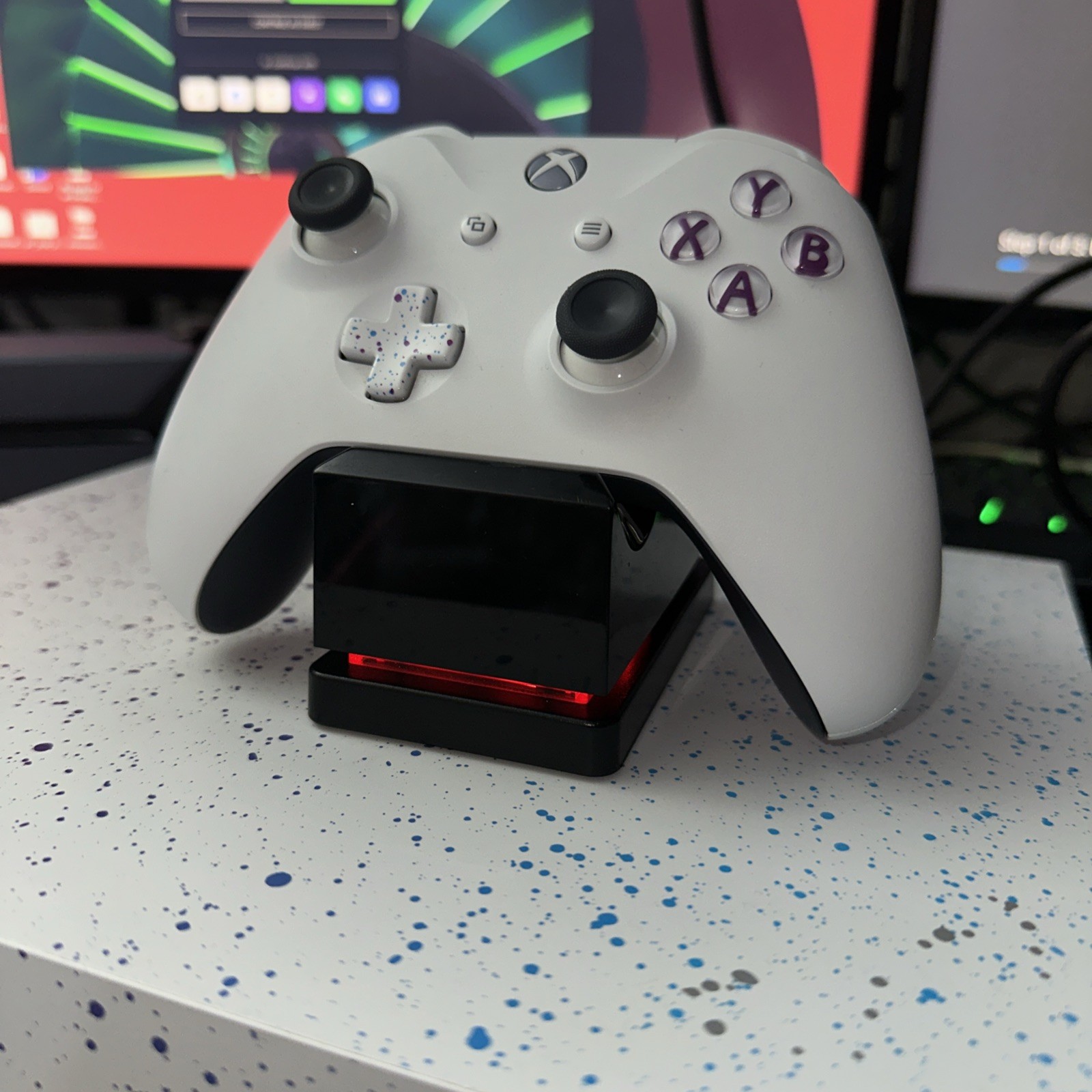 Microsoft Xbox One X 1TB Hyperspace Edition White Purple Splatter w/ Controller
