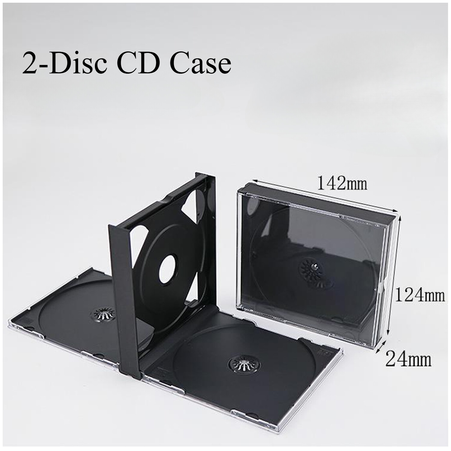 Double 2-Disc CD Case For Sony PlayStation 1 PS1 Video Game Replace Holder Black