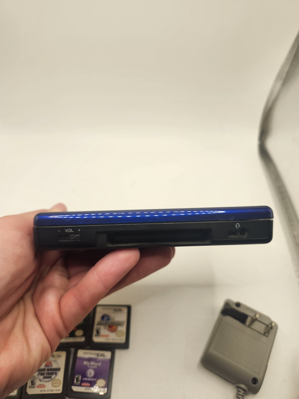 Nintendo DS Lite Console USG-001 Cobalt Blue/Black Charger TESTED With 8 Games