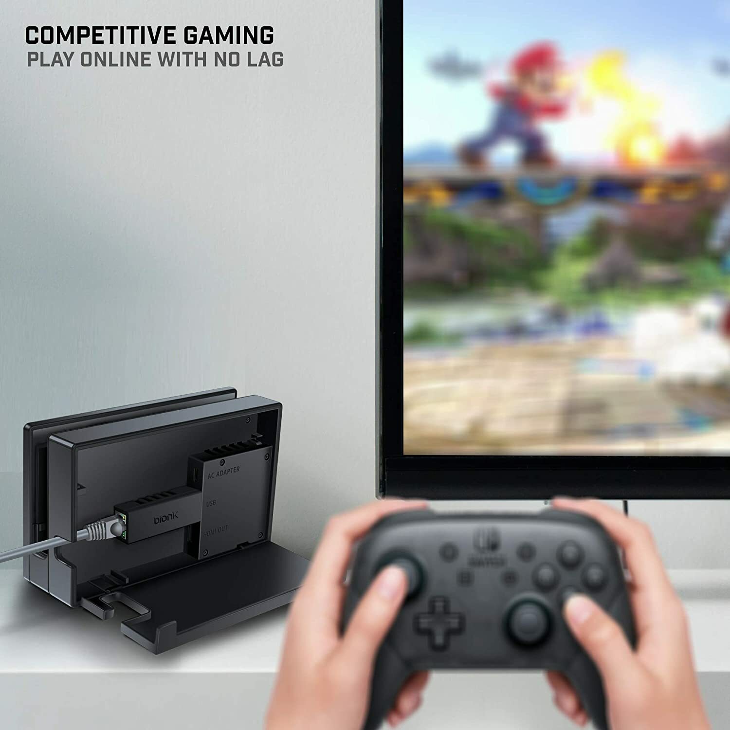 Bionik Giganet USB Ethernet Gigabit 10/100/1000 LAN Adapter for Nintendo Switch