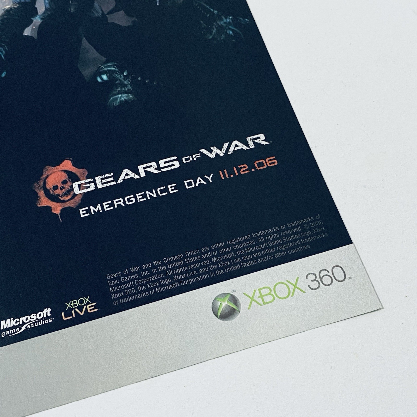 Gears of War Xbox 360 Game Promo Poster Rare Original 2000s Print Ad