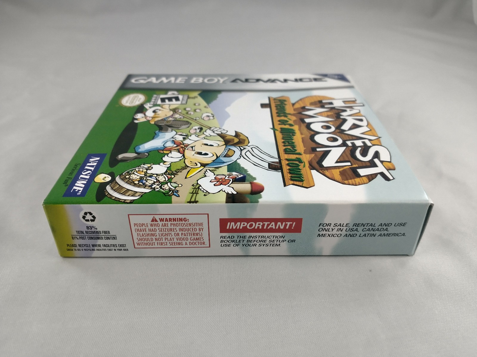 Harvest Moon Friends of Mineral Town GBA Box Manual Inserts Only – No Game
