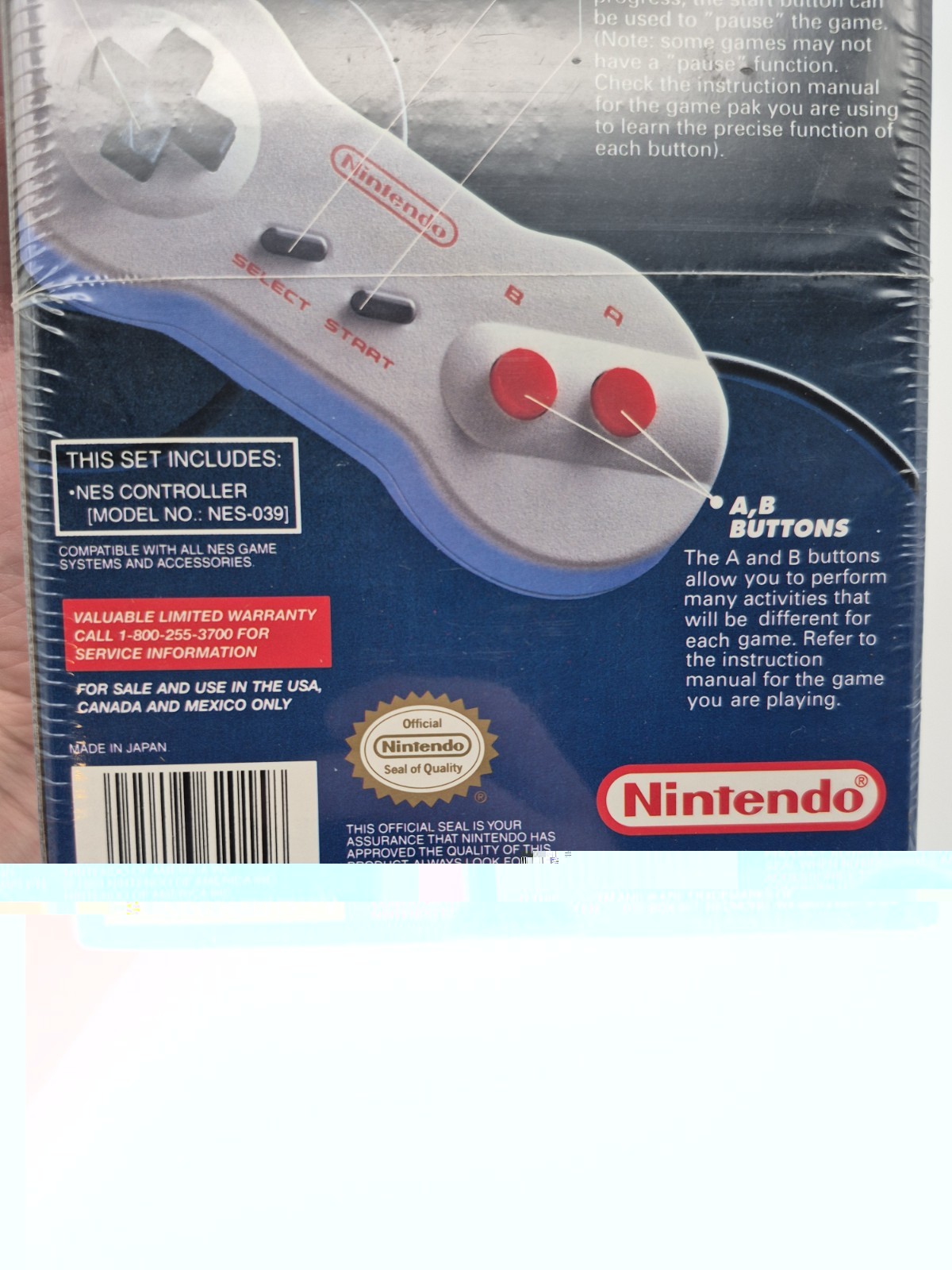 Nintendo NES Dogbone Controller (NES-039) OEM 1993 BRAND NEW SEALED