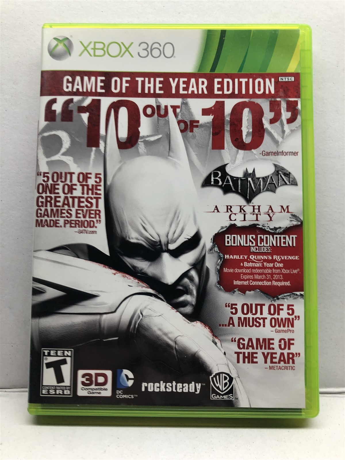 Batman Arkham City Game of the Year Edition (Xbox 360 2012) Clean Tested Working