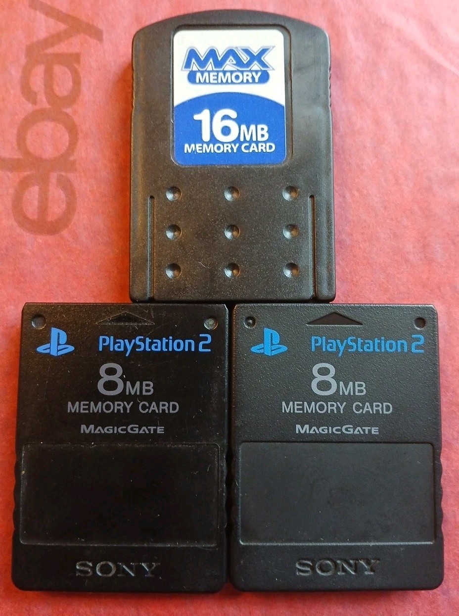 Playstation 2 Lot Of 3 Memory Cards MagicGate Max Memory 32MB Total