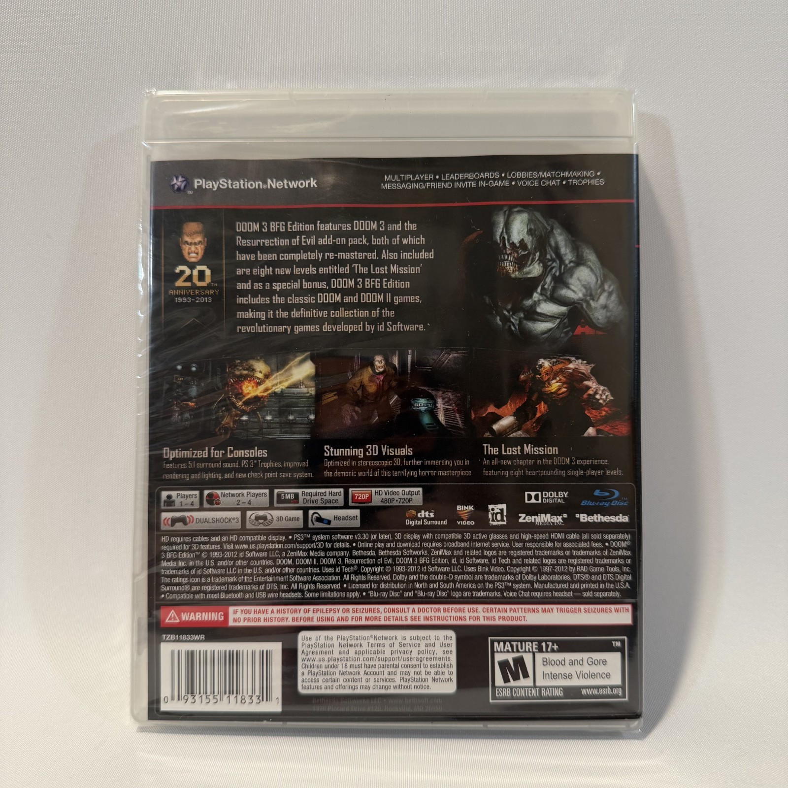DOOM 3 BFG Edition PS3 Sony Bethesda id Software Horror FPS Video Game Sealed