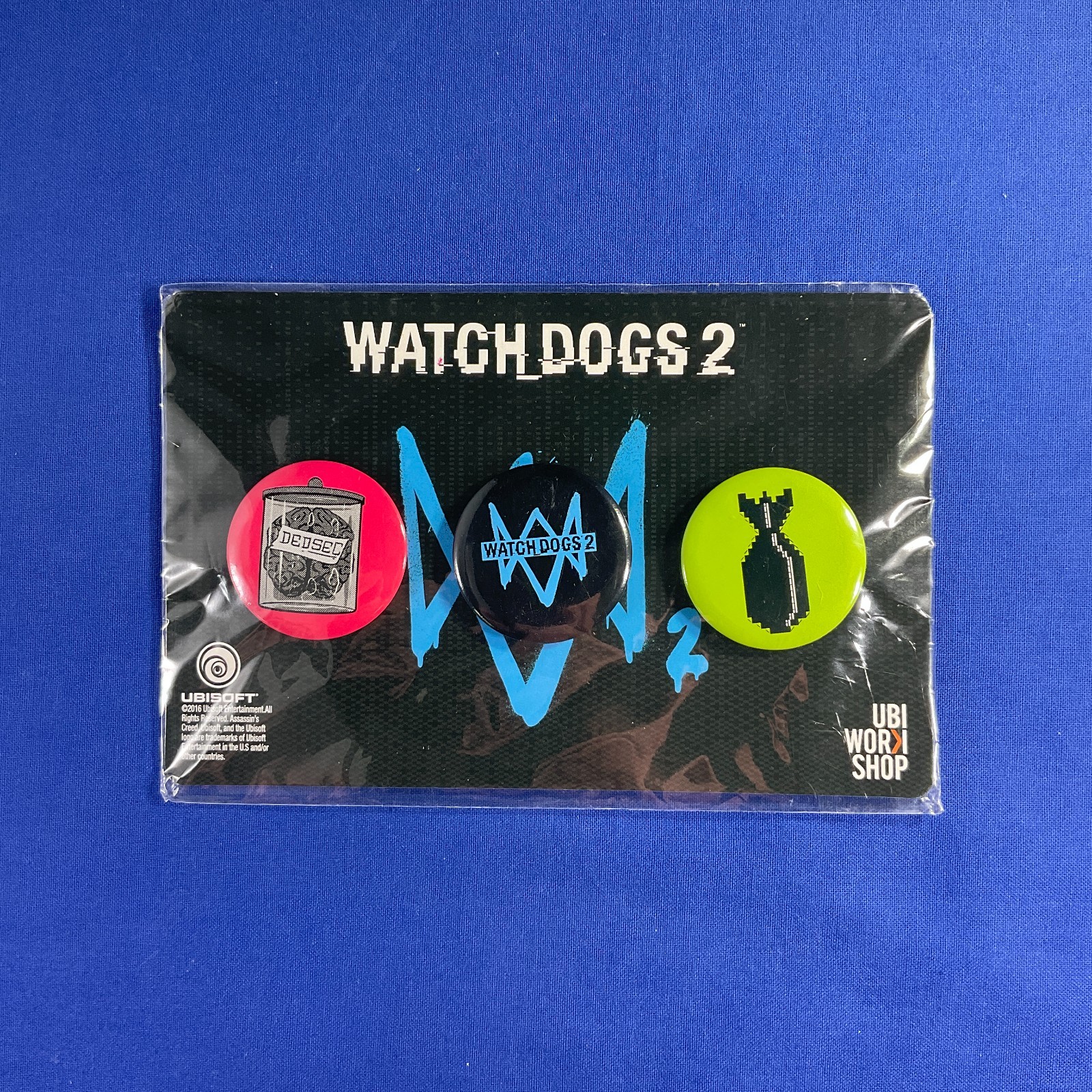WATCH DOGS 2 GameStop Video Game Retailer Promo 3 Pin Set 2016 Sealed