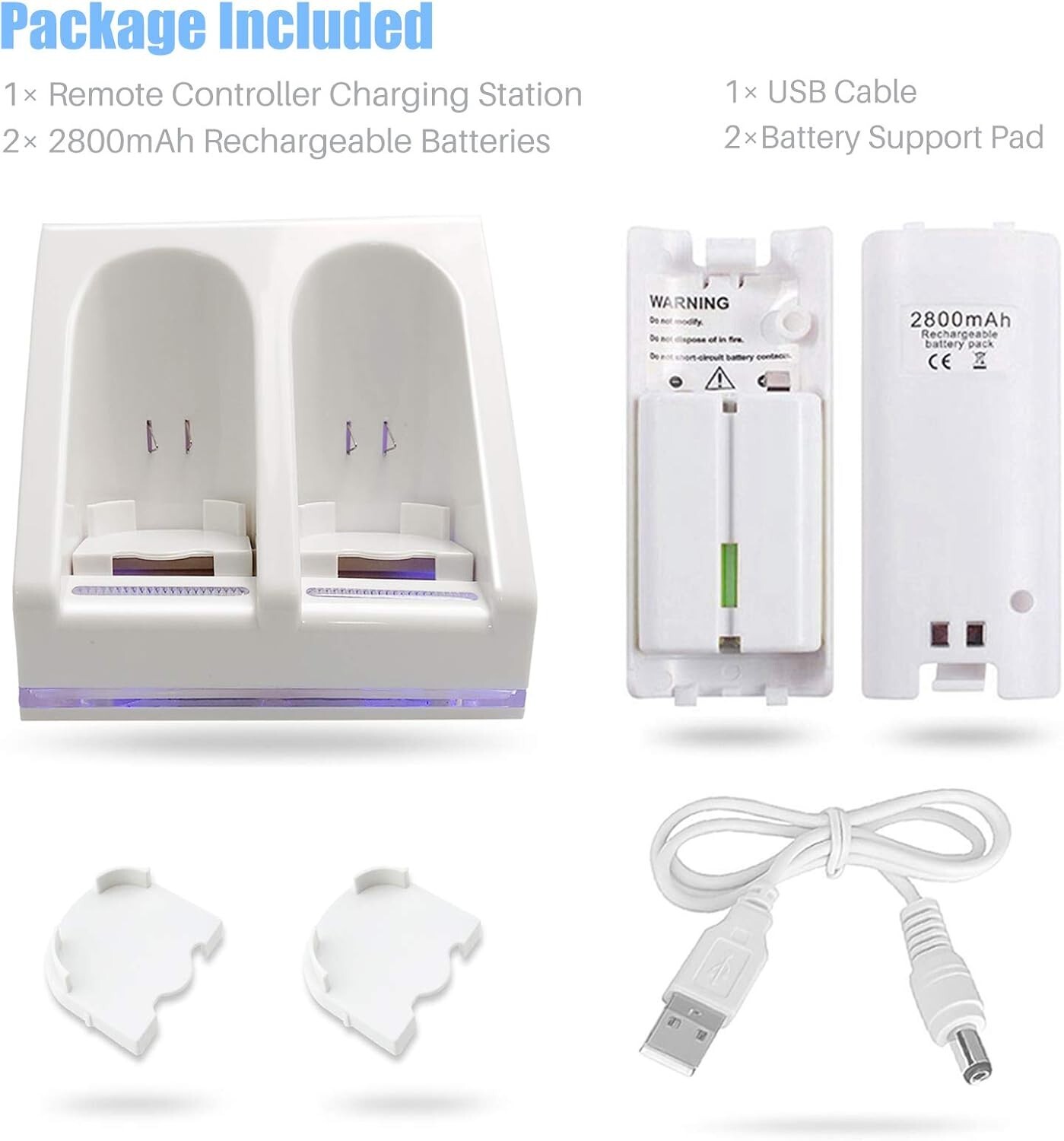 2/4 Rechargeable Batteries Pack+ Charger Dock For Nintendo Wii Remote Controller