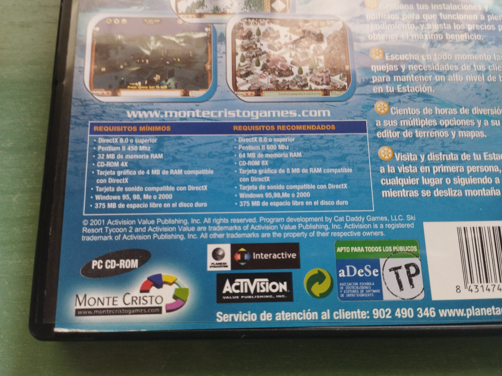 Ski Resort Tycoon II Activision – PC CD-ROM Game Spain Ed.