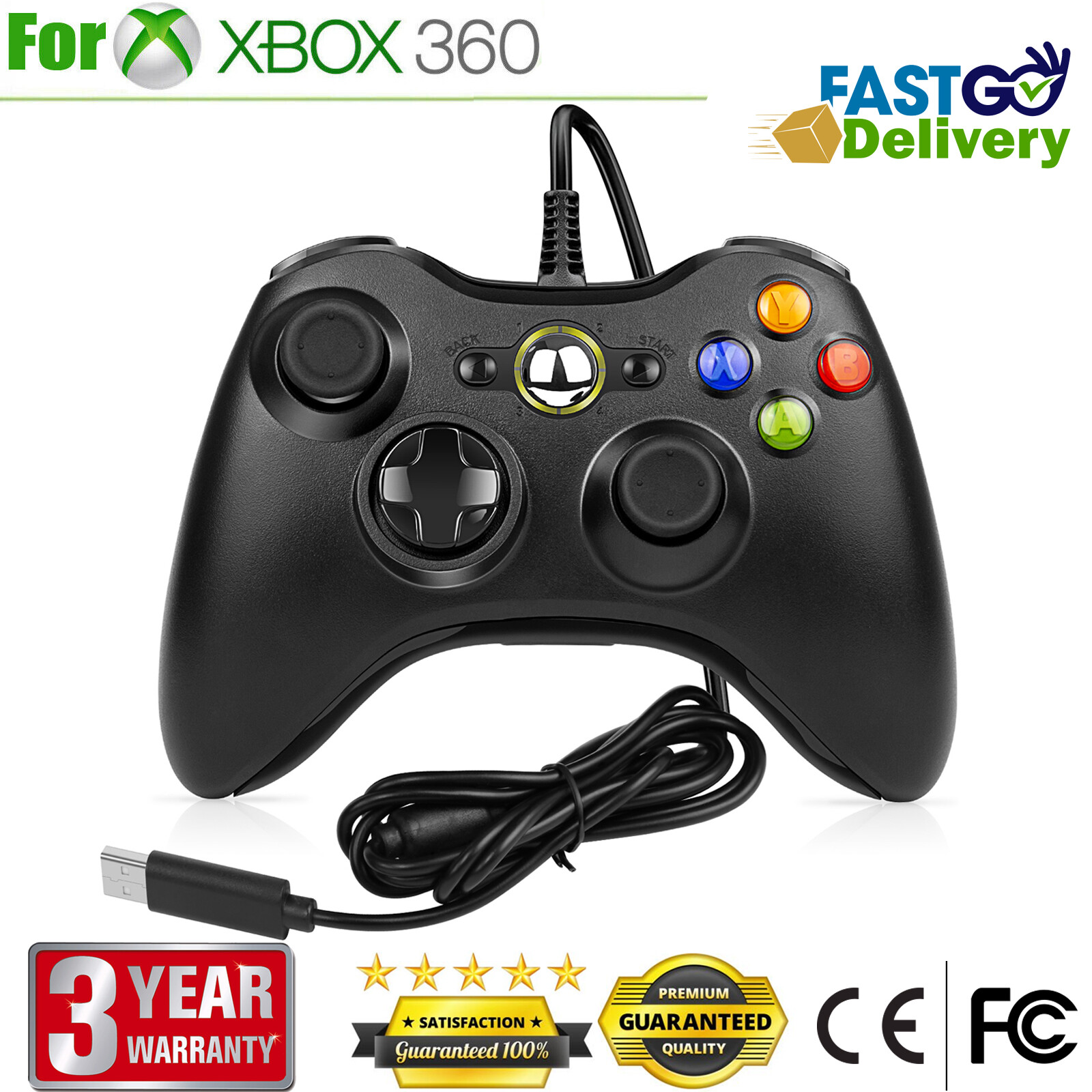 Wired Controller USB For PC Compatible With Xbox 360 / Windows 7 8 10 11 Gamepad