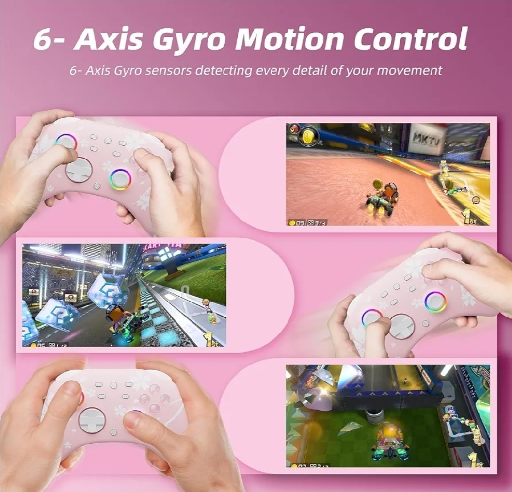 Controller Switch/Switch 2, Windows iOS Android Steam/Steam Deck,Pink Bluetooth