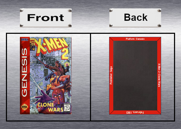 X-Men 1, 2 Video Game Box Art *Genesis* High Quality Magnet