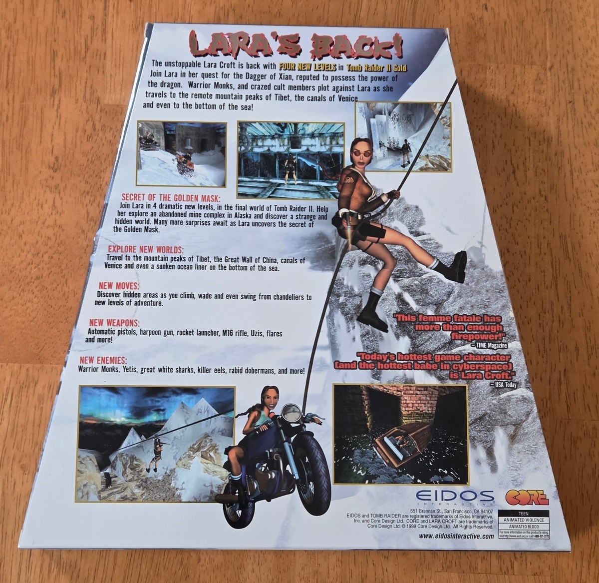 New Sealed Tomb Raider II Gold Lara Croft EIDOS Trapezoid PC Big Box Game CIB