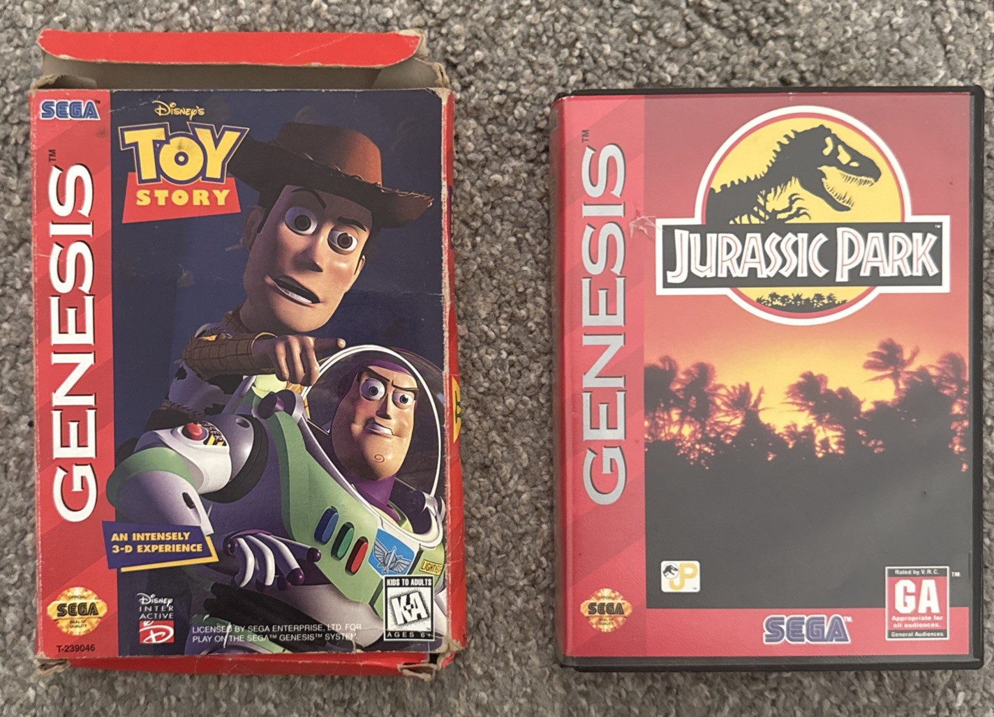 Disney’s Toy Story + Jurassic Park (Sega Genesis, 1995) CIB. Tested.