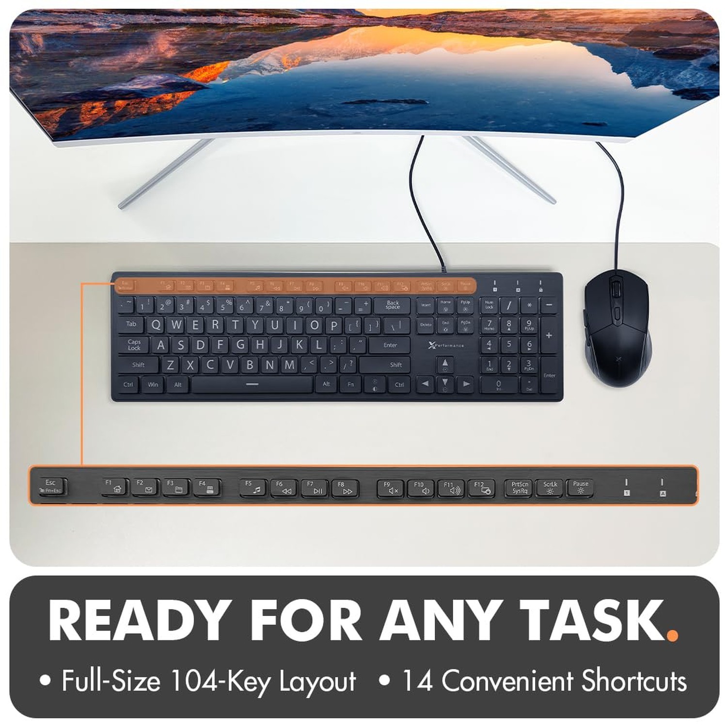 X9 Wired Keyboard and Mouse Combo – Large Print Backlit Keyboard and Mouse fo…