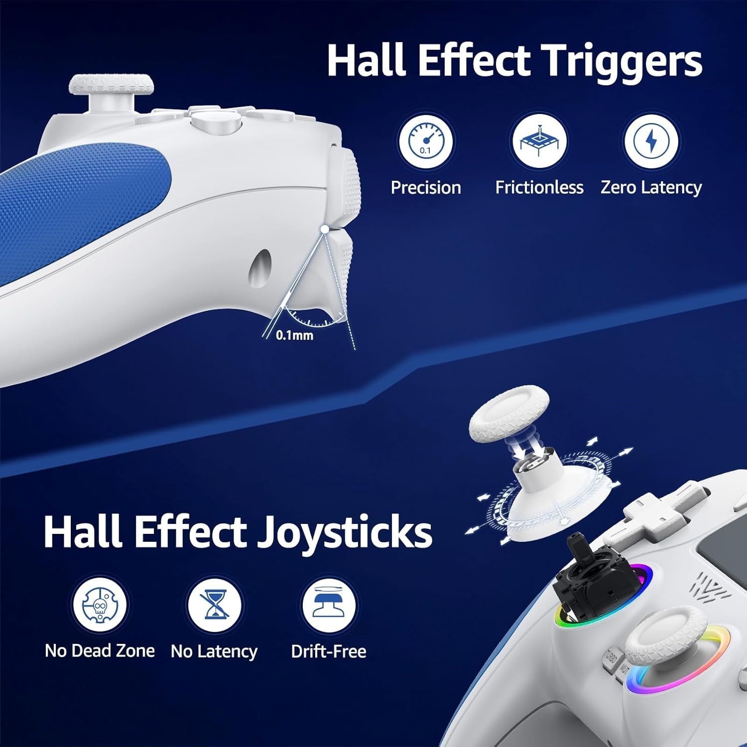 Advanced Wireless Controller for PS5 – Customizable RGB & Hall Effect Feedback
