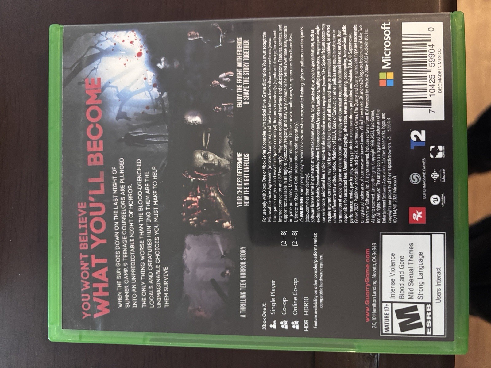 2K The Quarry Xbox One Co-op Multiplayer Survival Horror M NTSC-U/C 2022