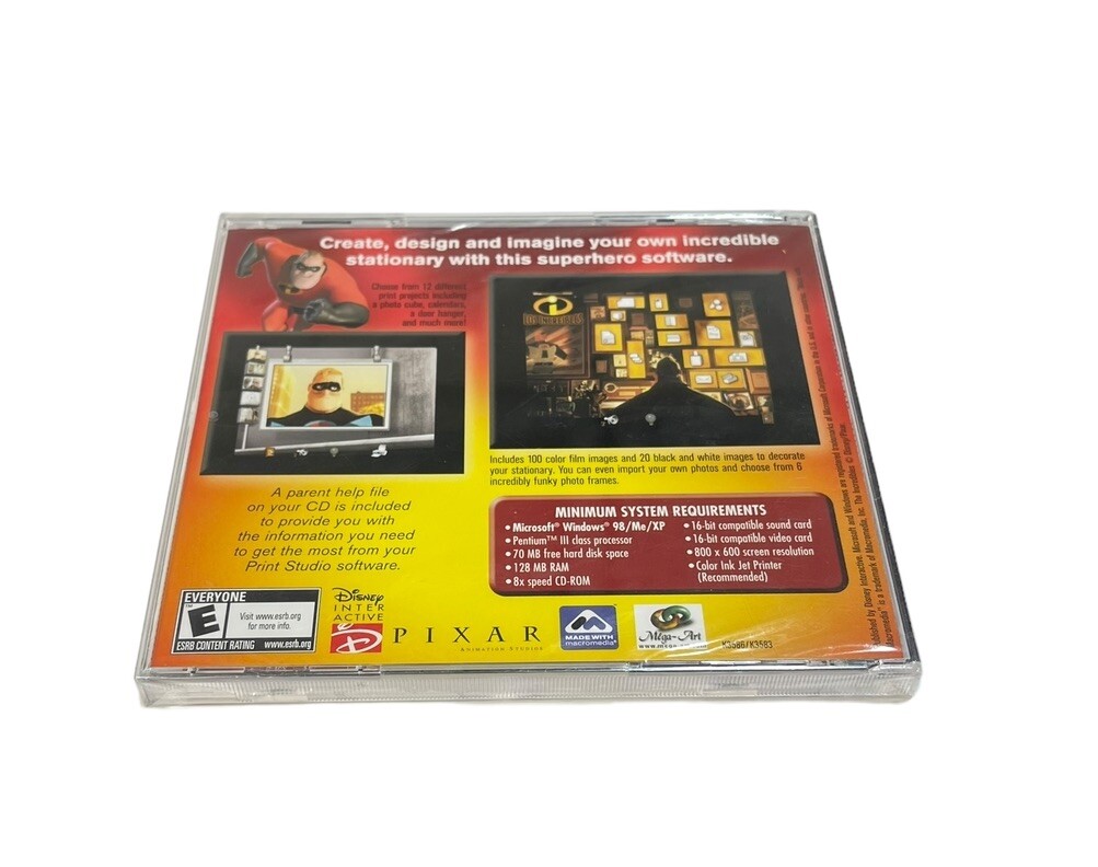 The Incredibles PC-CD ROM Print Studio Disney Pixar NEW Sealed