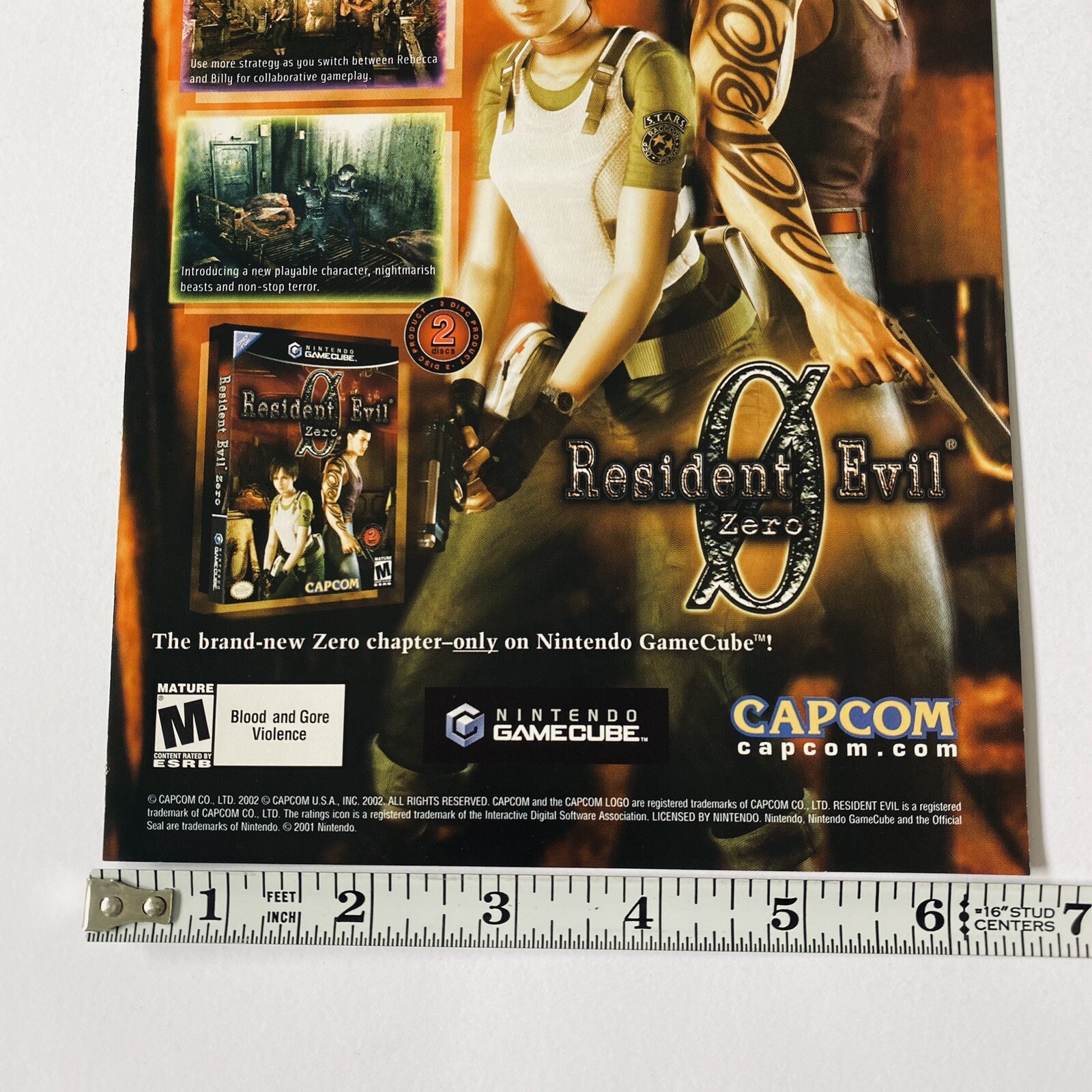 Resident Evil Nintendo GameCube Game Promo Poster Capcom 2000s Rare Print Ad