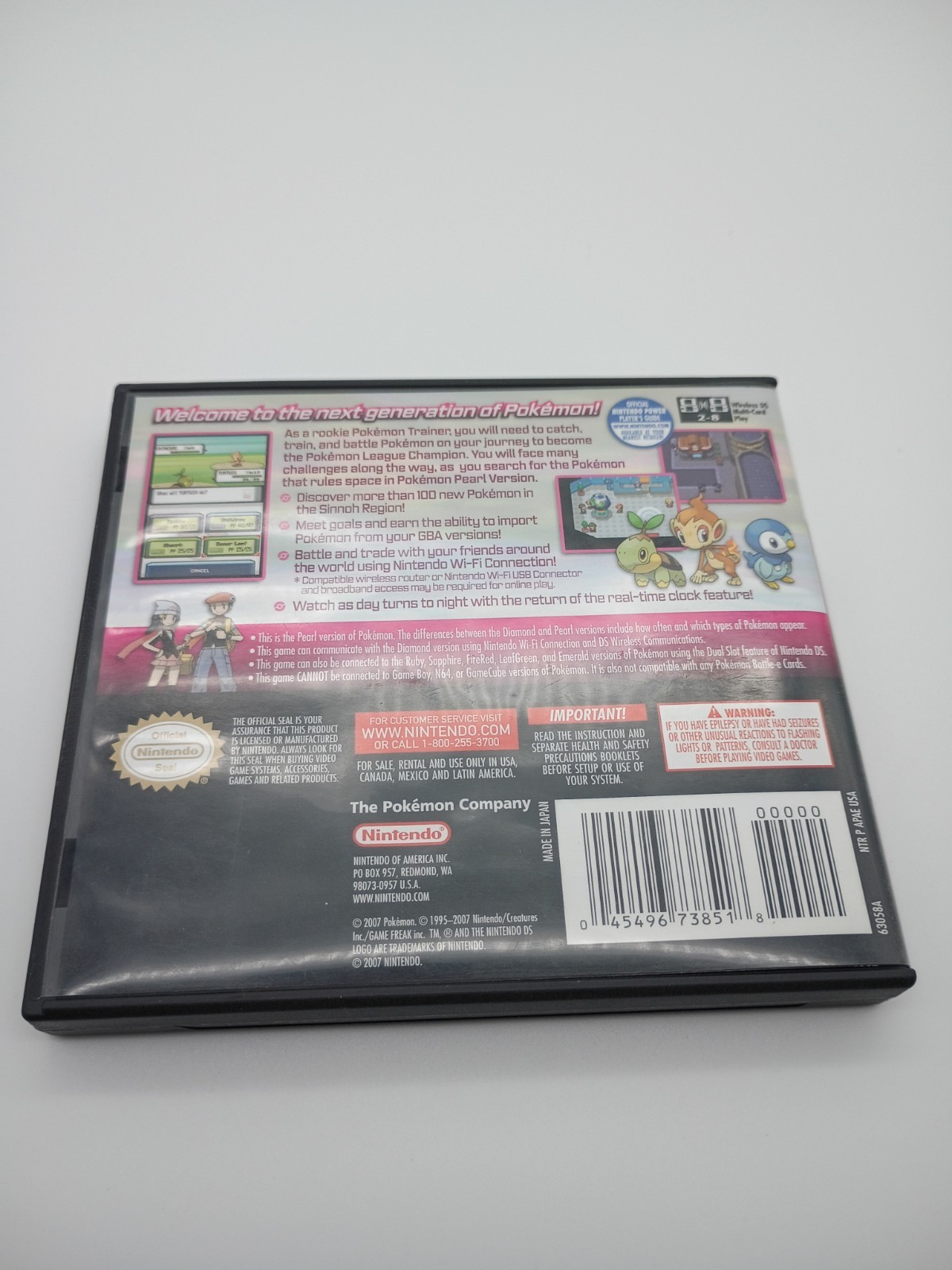 Nintendo Pokemon Pearl Version Game and Case Tested