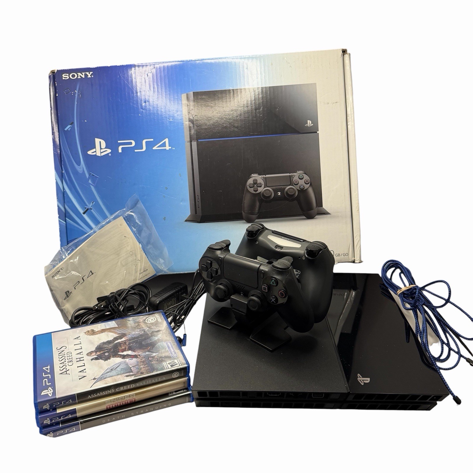 Sony PlayStation 4 PS4 500GB Controllers Games Charging Dock Box Complete Lot