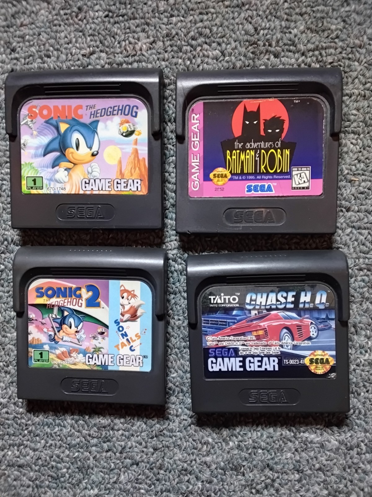 Sega Game Gear Lot of 4 Sonic the Hedgehog 2 Adventures of Batman Robin Chase HQ