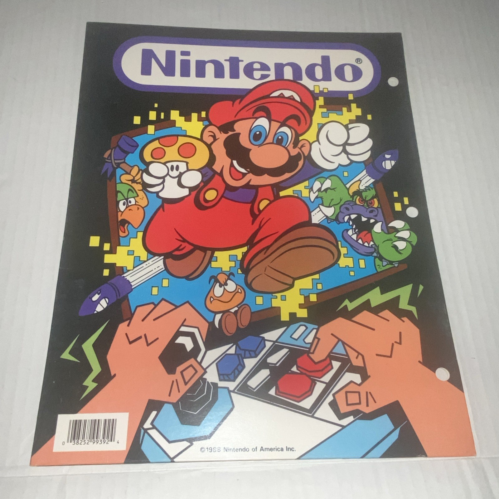 Vintage Nintendo Power 3 Hole School Pocket Folder Super Mario 1988 New