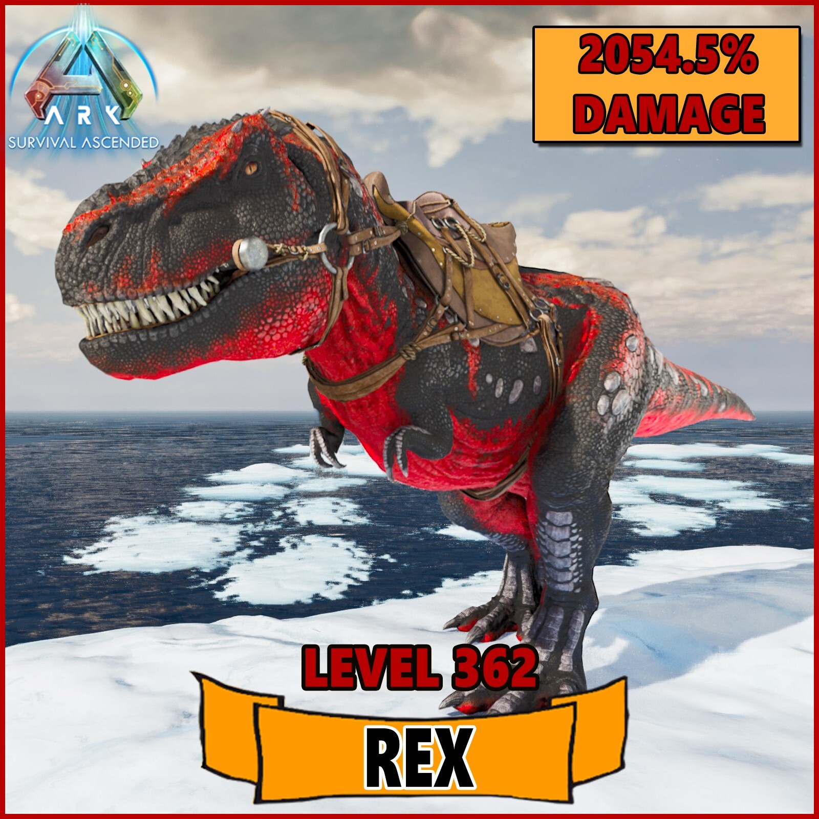 Ark Survival Ascended PC/PS5/XBOX PVE🔥Black Red Top Stats REX 25k HP 2054% DM🔥