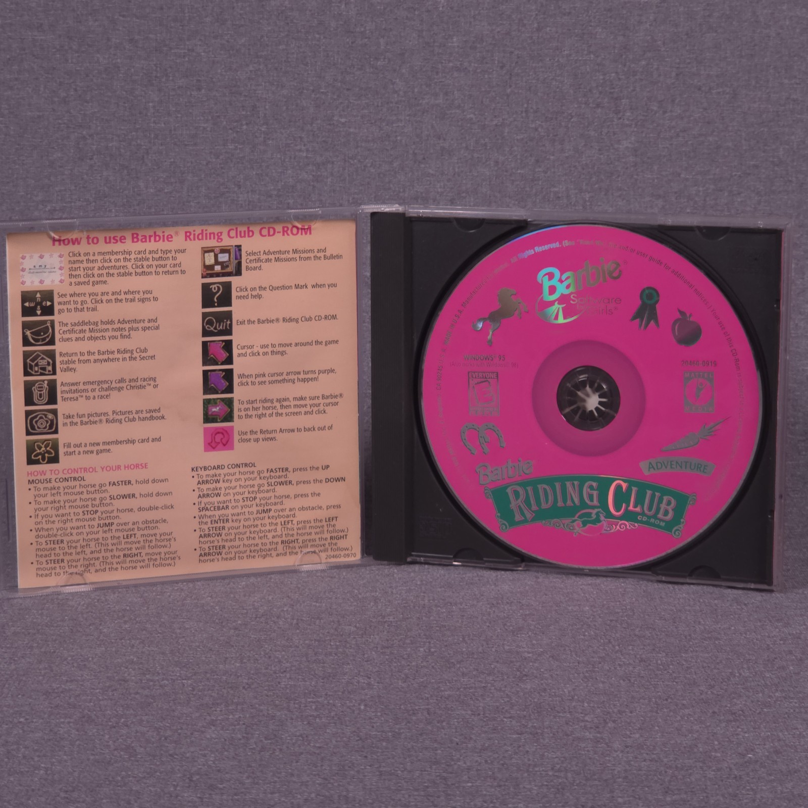 Barbie Adventure Riding Club PC Computer Game Windows 95 CD-ROM Vintage 90s 1998