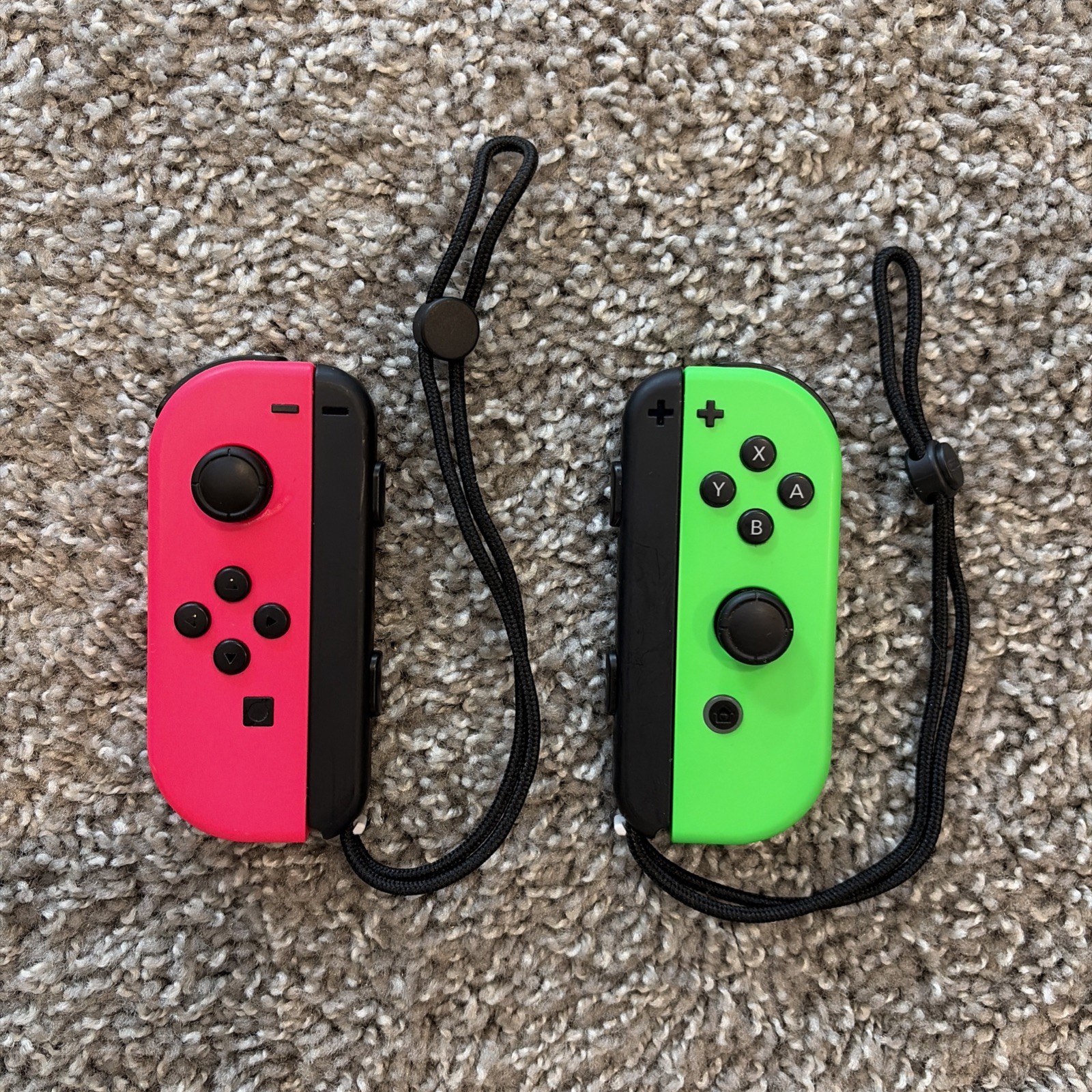 Nintendo Switch Neon Pink & Green Joy-Cons Joycons and Straps Official OEM