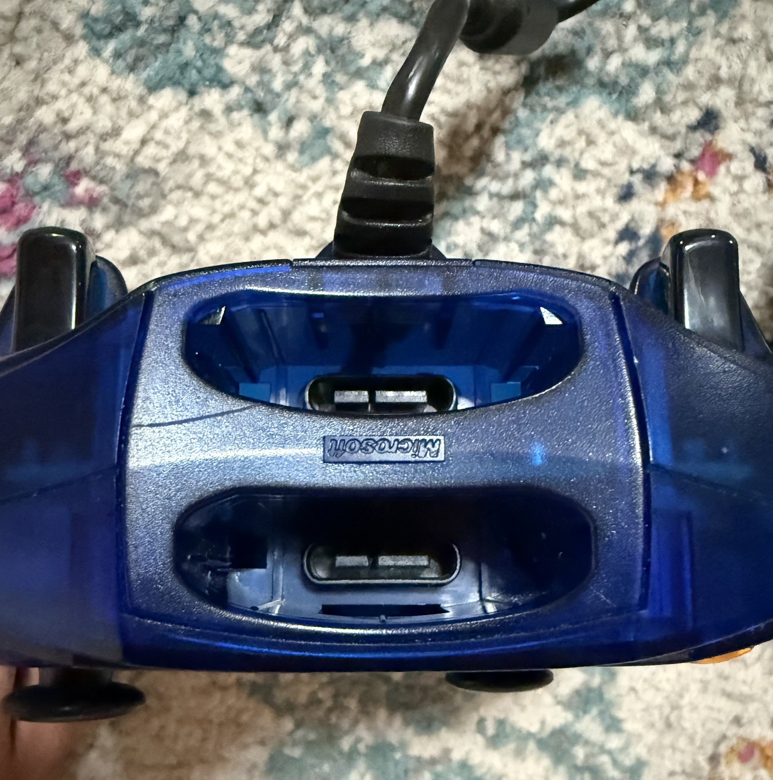 2 Original Xbox OEM S Type Wired Controllers Translucent Blue & Green- Tested