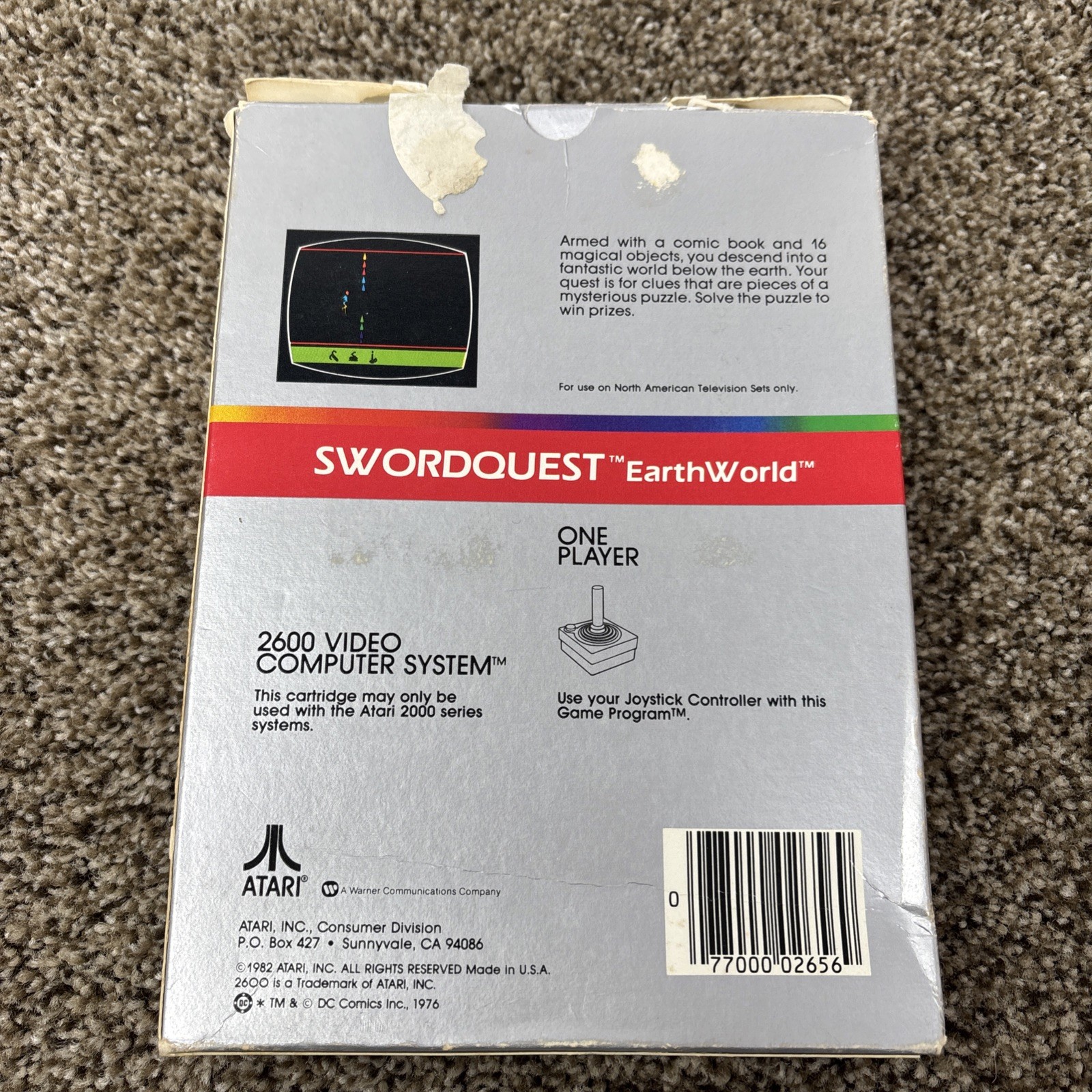 Swordquest EarthWorld, CX2656, Atari 2600, Atari 1982, CIB, Tested