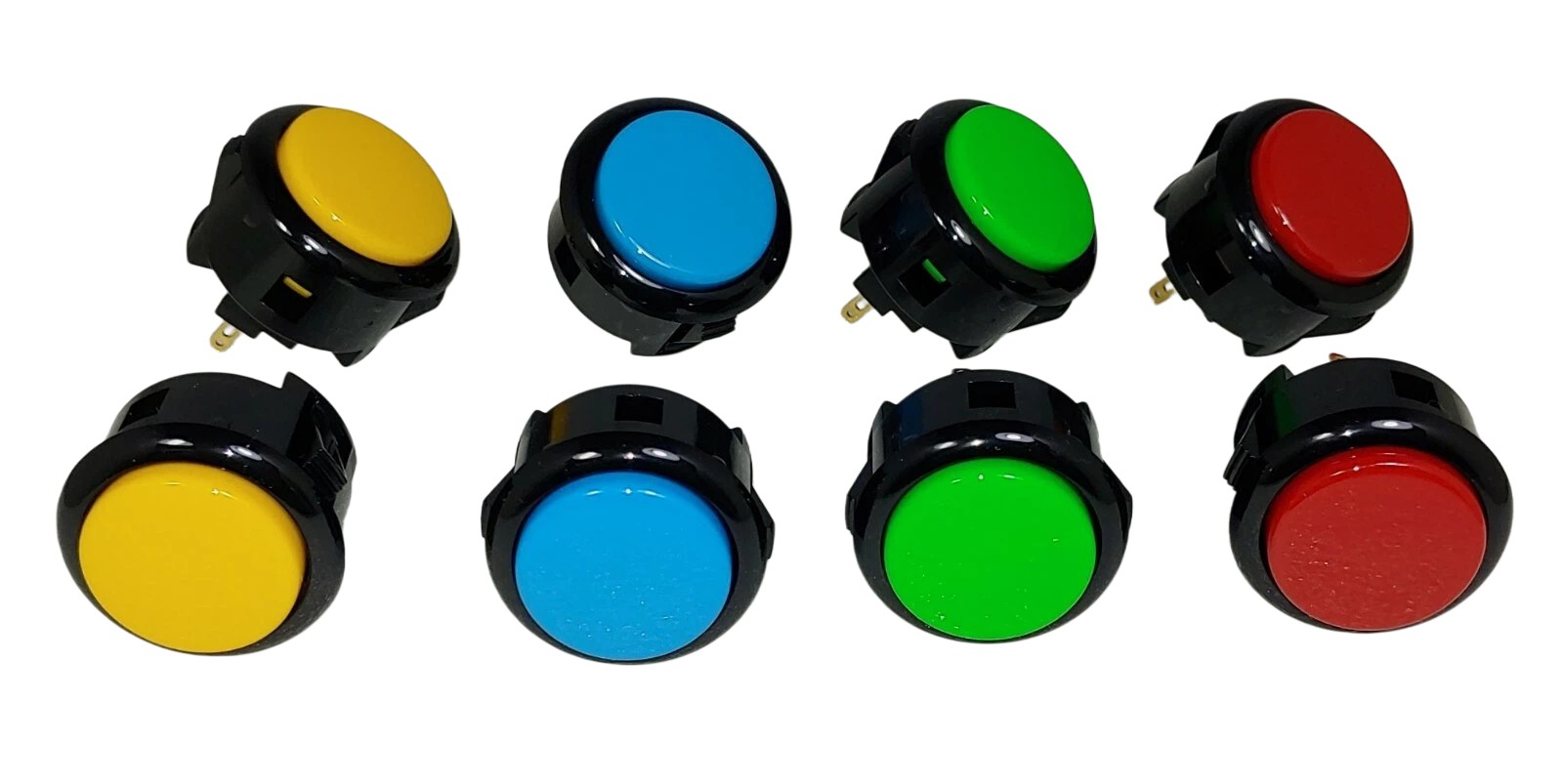 Japan Sanwa Mix Buttons 8 x Black/ Blue-Green-Red-Yellow Video Arcade Game Parts