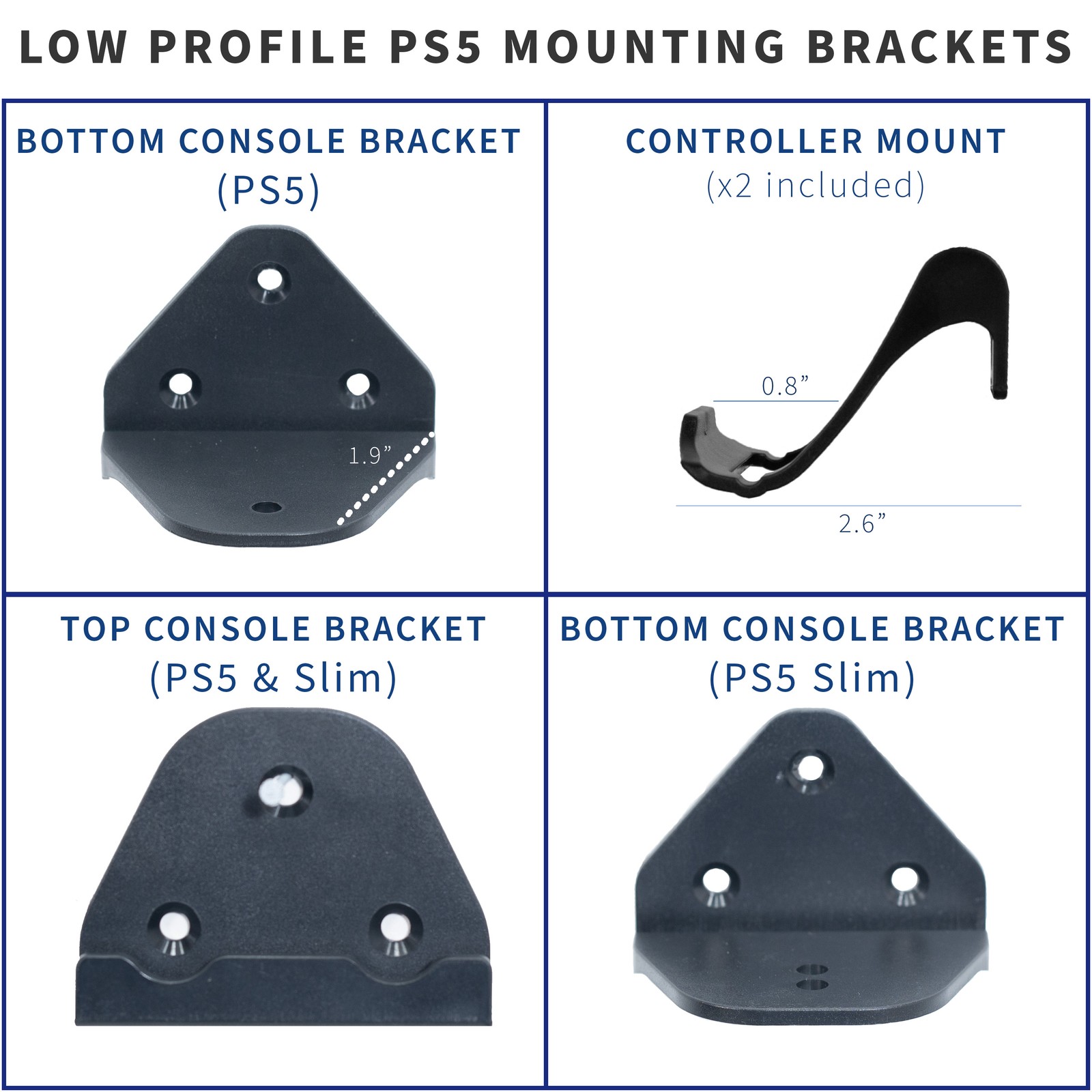 VIVO Wall and Under Desk Mount Designed for PS5 Console with 2 Controller Mounts