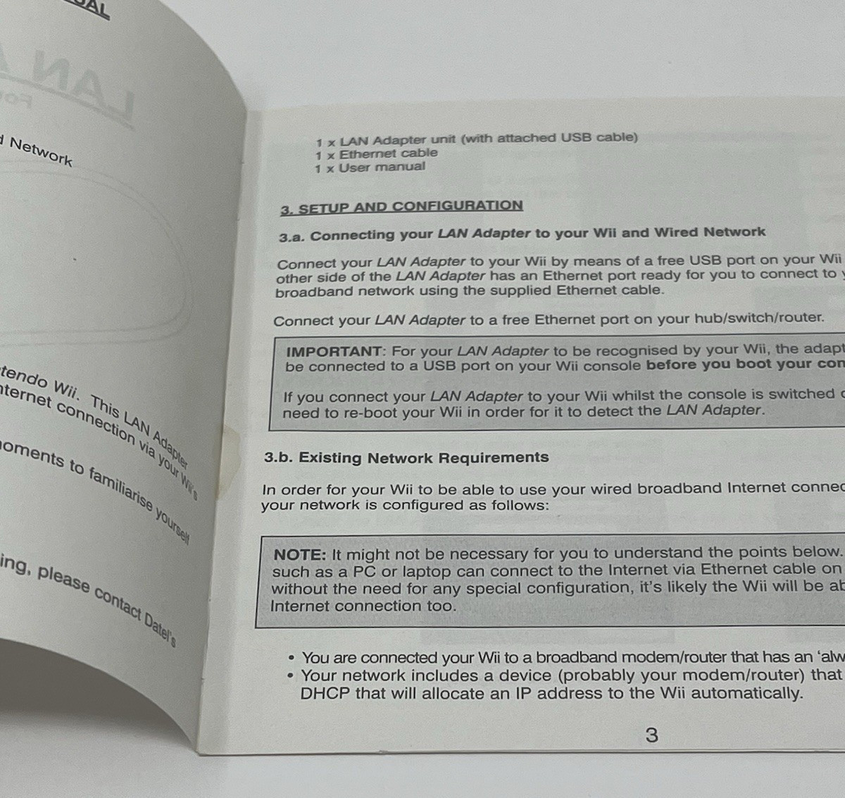 Datel Nintendo Wii LAN Adapter Instructions Booklet User Manual Only