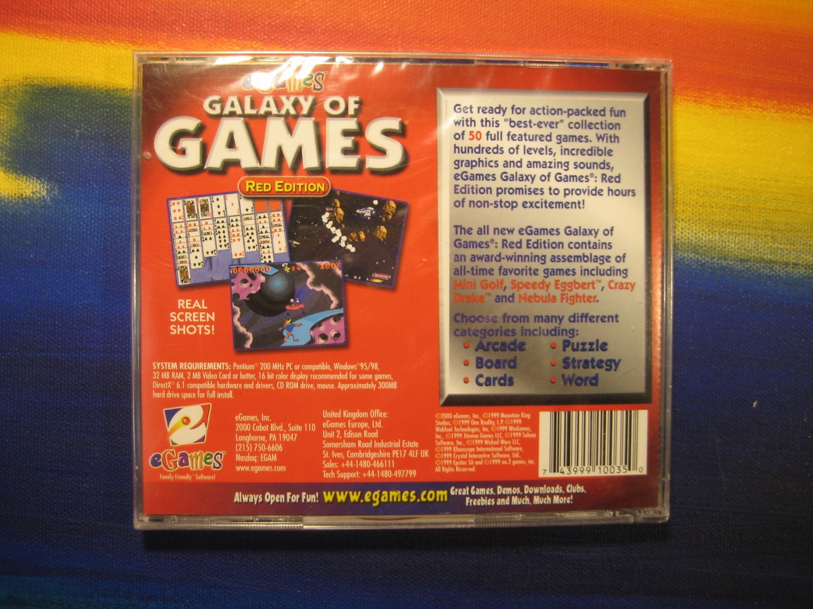 eGames Galaxy of Games Red Edition Windows 95 / 98 PC CDROM Game Collection