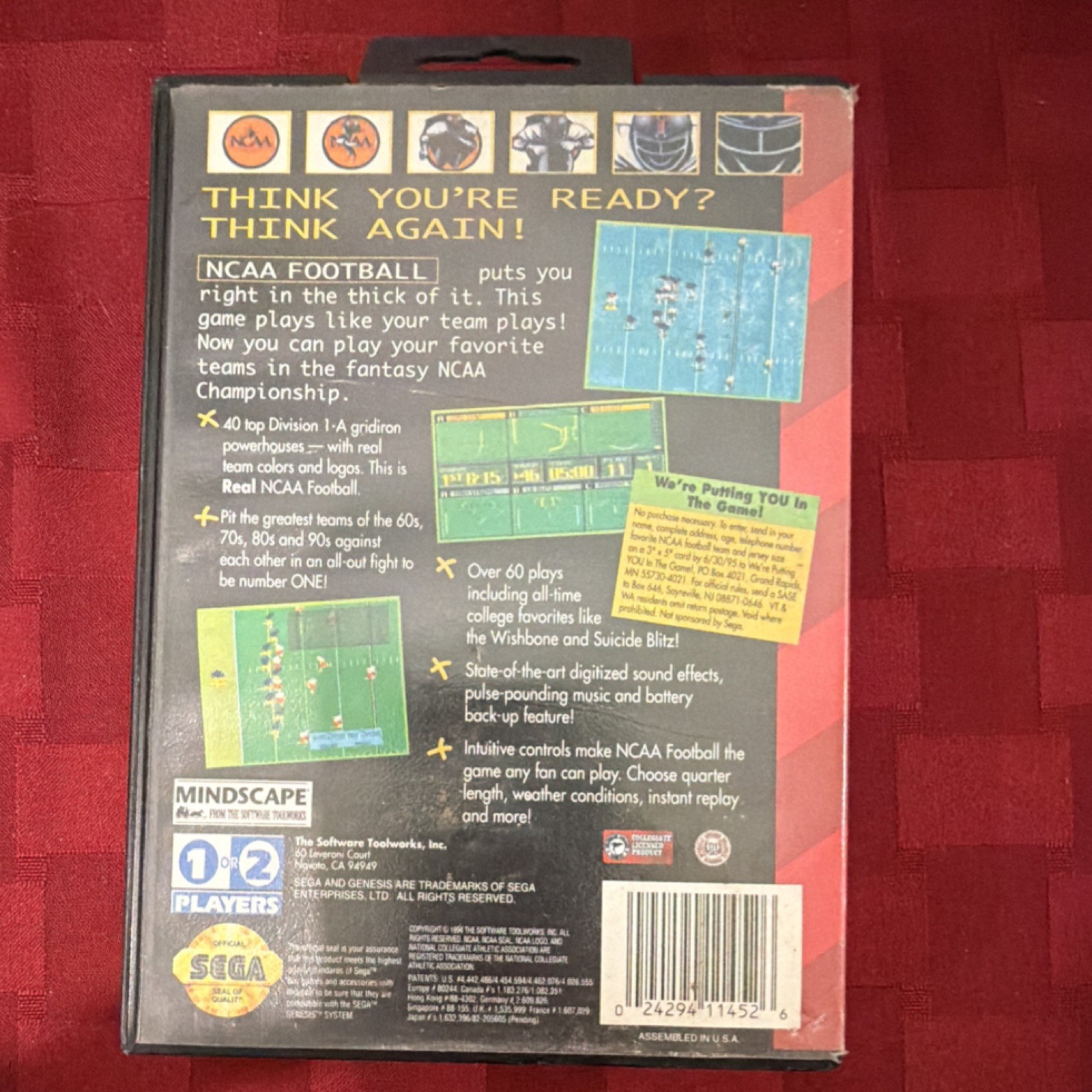NCAA Football (Sega Genesis, Mindscape) Manual, Multiplayer, American Football