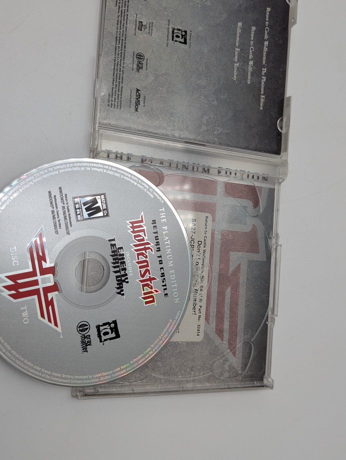 Return To Castle Wolfenstein [Platinum Edition] Enemy Territory, With Key VG+