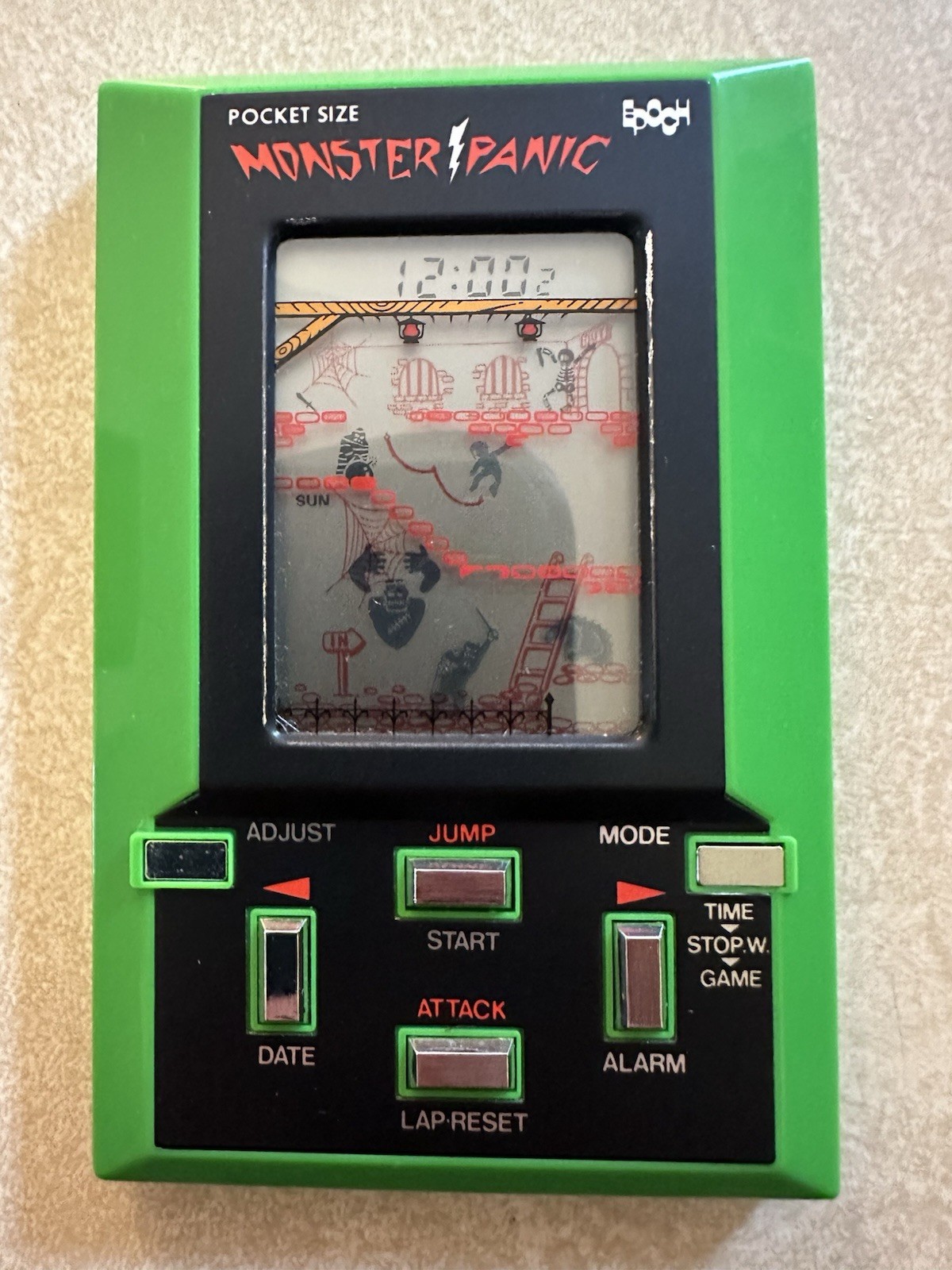 Pocket Size Monster Panic The Horror- FIlled Ation LCD Handheld Game 1981 Epoch