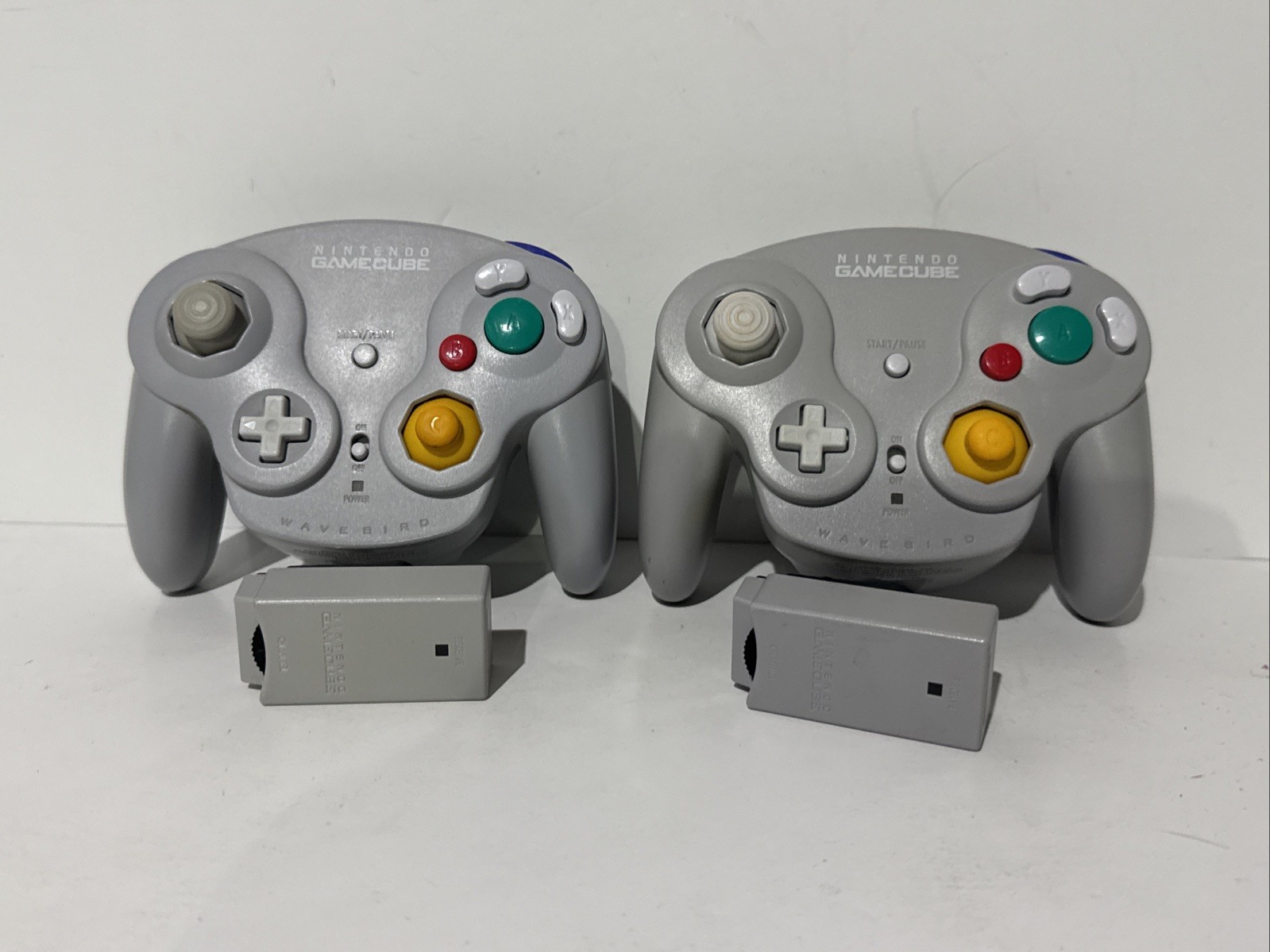 (2) Nintendo GameCube WaveBird Wireless Controllers & Receivers Tested Gray #2