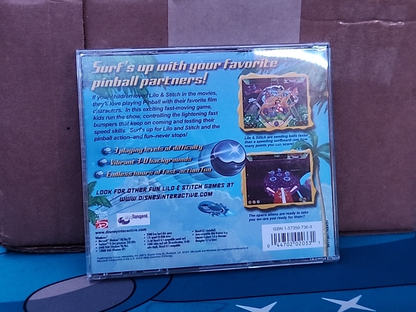 Disney’s Lilo & Stitch Pinball Game CDROM Windows PC Good Disc